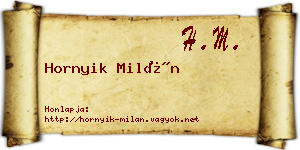 Hornyik Milán névjegykártya