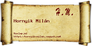 Hornyik Milán névjegykártya